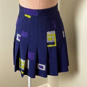 Vintage 90's Tennis Skirt Size S Navy Blue Op Art Print